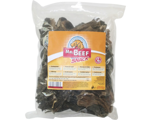 MR. BEEF Hondensnack rundvlees pens 500 g Mr Beef Snack runderpens in een verpakking van 500 gram
