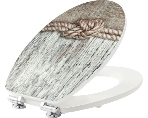 Toiletbril met touwdesign en houtlook