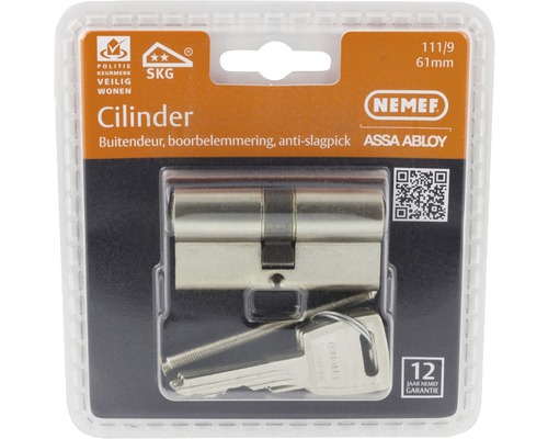 NEMEF deurcilinder met boorbescherming en anti-slagpick in verpakking