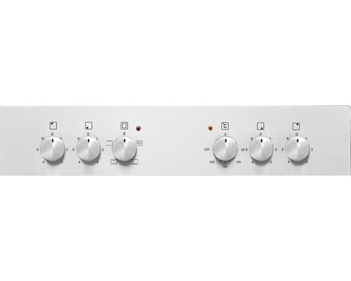 Bedieningspaneel van een oven met draaiknoppen voor temperatuurinstelling en functie selectie