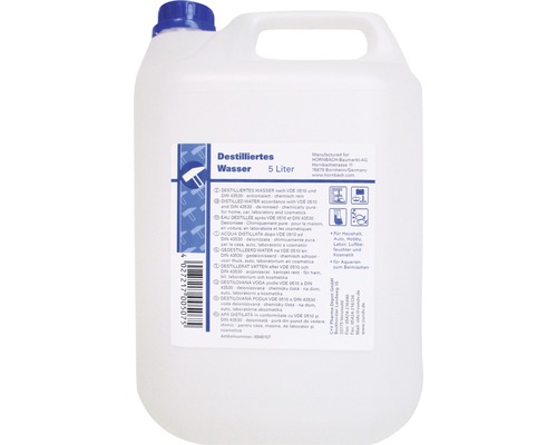 Vijf liter gedestilleerd water in kunststof jerrycan