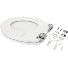 Toiletdeksel van kunststof met bevestigingsmateriaal