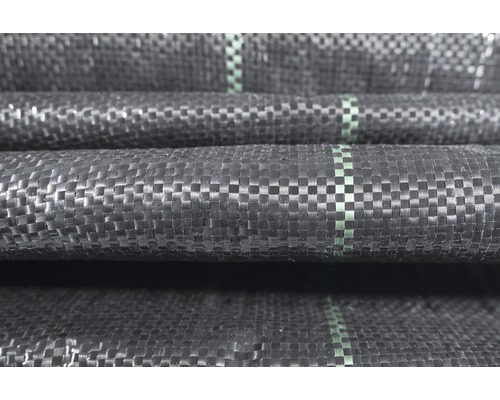 FLORASELF Worteldoek zwart 100 g/m² 15x2 m Close-up van opgerolde onkruidfolie met markeringen