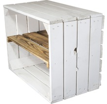 Wit gelakte houten kist met een plank