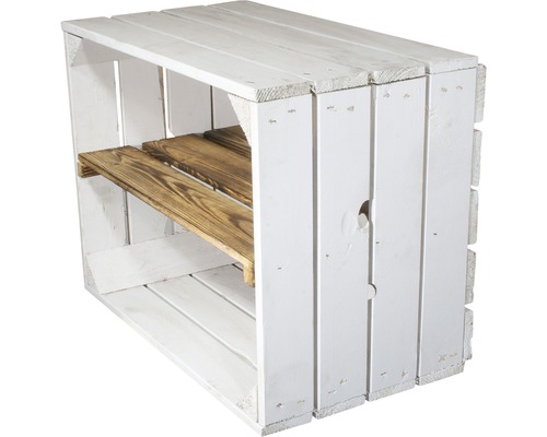 Wit gelakte houten kist met een plank