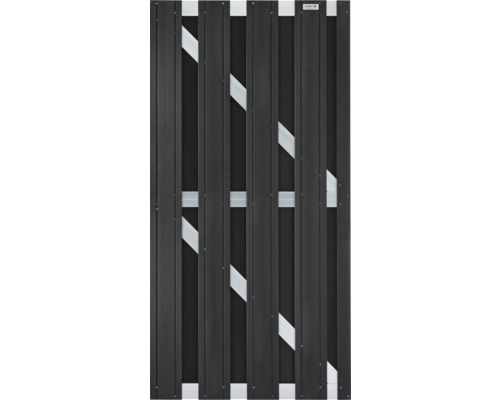 Tuinpoort van kunststof lamellen met diagonale steunen