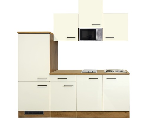 Keukenblok met spoelbak, kookplaat en magnetron