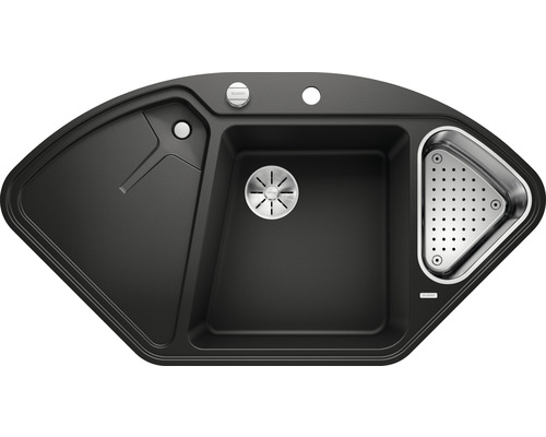 Hoekspoelbak met afdruipvlak en zeefmand