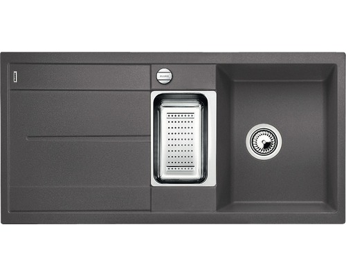 BLANCO Spoelbak Metra 6 S rotsgrijs 50x100 cm Grijze gootsteen met afdruiprek en zeef
