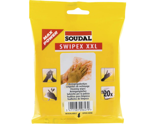 SOUDAL Swipex reinigingsdoekjes XXL 20 stuks Soudal Swipex XXL reinigingsdoekjes, 20 stuks, verpakt