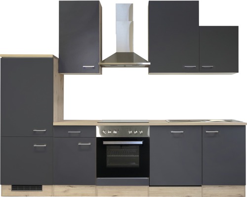 Complete keuken met hangkasten, afzuigkap, kookplaat en oven