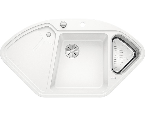 BLANCO Spoelbak Delta II wit 57,5x105,7 cm Hoekspoelbak met afdruipvlak en korfplug