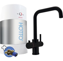 Kokendwaterdispenser met zwarte kraan en aansluitset