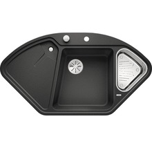 Hoekspoelbak van graniet met afdruiprek en zeef