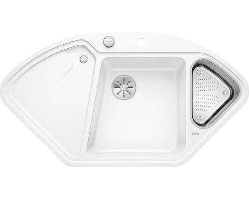 BLANCO Spoelbak Delta II-F wit 56x104,2 cm Hoekspoelbak met afdruiprek en zeef
