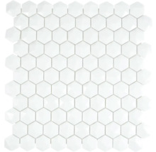 Mozaïektegel glas Arctic 01 hexagon wit 30x29 cm-thumb-0
