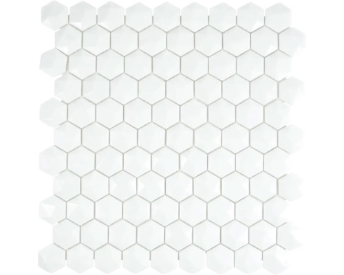 Mozaïektegel glas Arctic 01 hexagon wit 30x29 cm-0