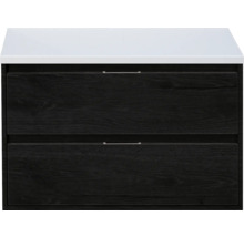 SANOX Badkamermeubelset Porto met wastafelblad 58x90,2x50 cm black oak