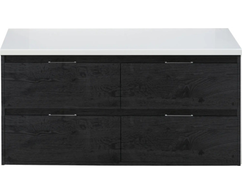 SANOX Badkamermeubelset Porto met wastafelblad 58x120,2x50 cm black oak Wastafelonderkast met vier laden en een wastafelblad