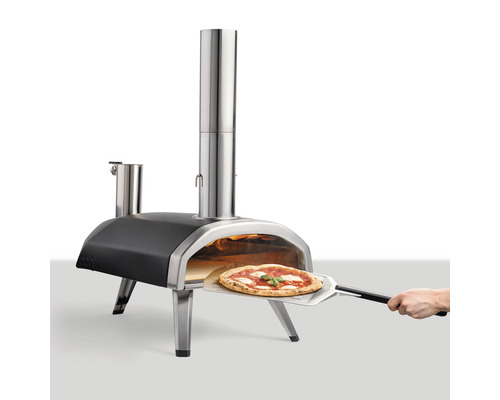 OONI Pizzaoven Fyra 12 pellet gestookt, RVS zilver-zwart 74x41x73 cm