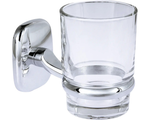Wandhouder met glazen tandenborstelbeker