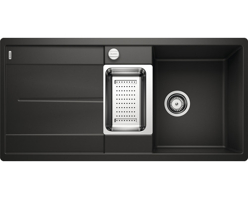 Spoelbak van silgraniet met afdruipvlak en roestvrijstalen inzet