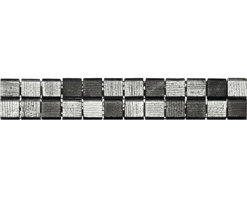 Listello GL-510004 glas zilver/zwart 4,8x29,8 cm Glazen mozaïektegel met gestructureerd oppervlak