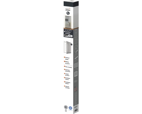 Verpakking van een lamellengordijn gemaakt van PVC.