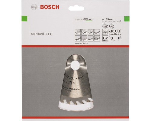 Bosch zaagblad Standard for Wood, 165 millimeter diameter