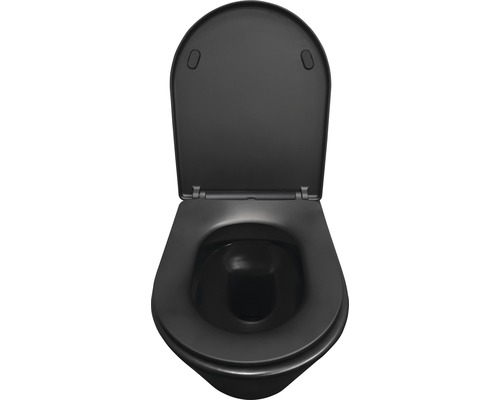 Open, zwart wandcloset met diepspoeling