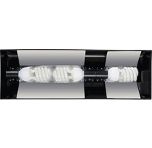 Zwart omlijste lamp met meerdere spaarlampen