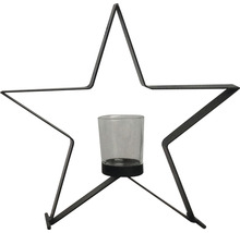 Stervormige metalen kaarsenhouder met glas