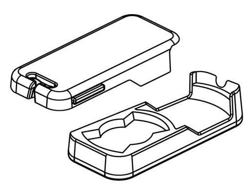 Explosietekening van een tweedelige behuizing