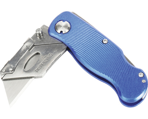 Blauw afbreekmes met trapeziumvormig mes