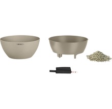 Bloempotset bestaande uit plantenbak, binnenpot, waterniveau-indicator en plantgranulaat