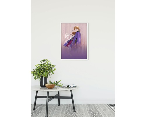 Ingelijste poster met Anna uit Frozen, met het opschrift: True to Myself