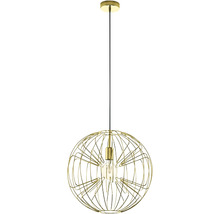 Gouden hanglamp met bolvormig draadframe en lamp