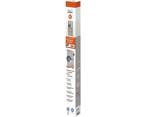 Verpakking van een Home Protect insectenraam met aluminium frame in XL formaat