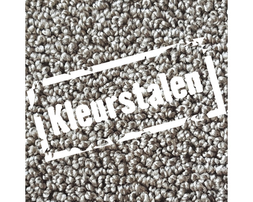 Close-up van een tapijtstaal met de tekst Kleurstalen