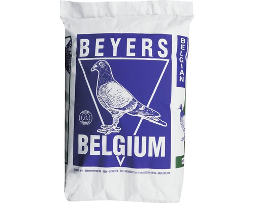 BEYERS Basic 4 seizoenen duivenmengeling 25 kg Beyers Belgium duivenvoer in een witte verpakking