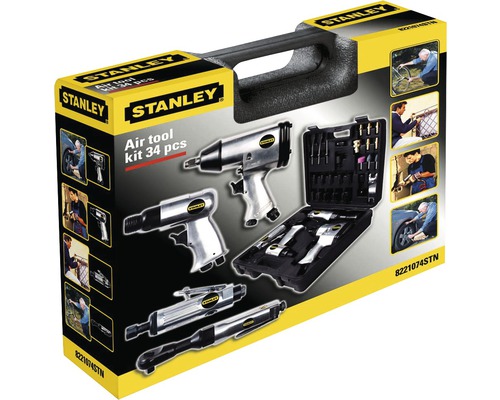 Stanley luchtgereedschapsset met 34 delen in draagkoffer