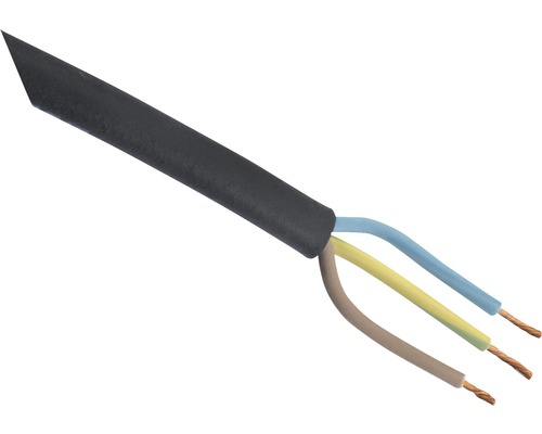 Rubber kabel glad 3x1,0 mm² zwart (per meter)