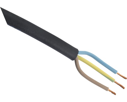 Rubber kabel glad 3x1,5 mm² zwart (per meter)