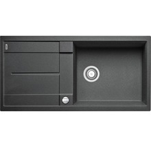 Donkergrijze silgranit aanrechtbak met afdruipvlak