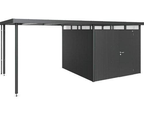 Metalen tuinhuis met overkapping en deur