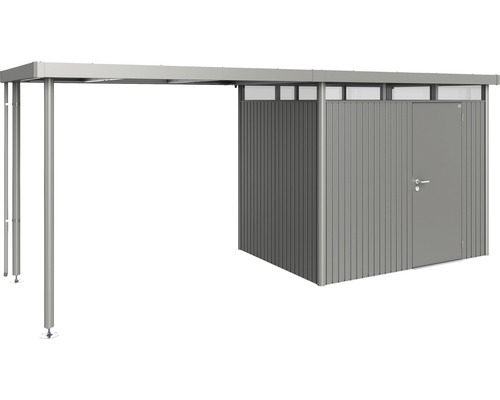 Metalen gereedschapsschuur met afdak