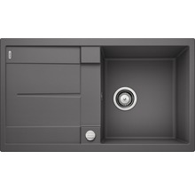 Grijze spoelbak met afdruiprek en afvoergarnituur