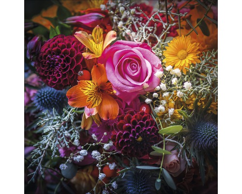 PURE LIVING Schilderij glas Flowermix II 50x50 cm