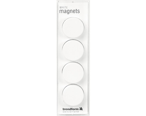 Vier witte magneten in een verpakking