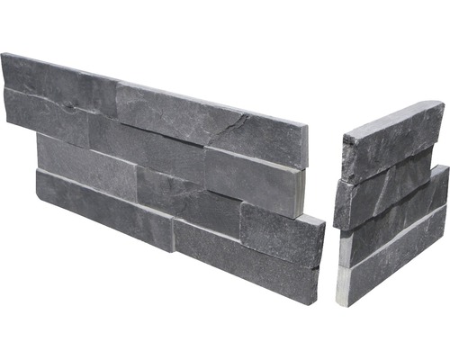 Steenstriphoek leisteen zwart 2 stuks 10 cm en 26 cm Wandbekleding van steenpanelen